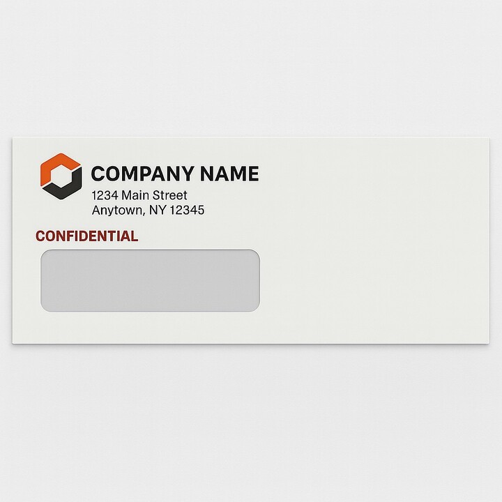Full color return envelope with confidential lining and 1 window