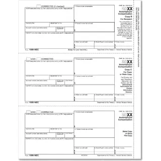 Bulk 1099-NEC Tax Forms - Recipient Copy B Payee & State, Copy C & State