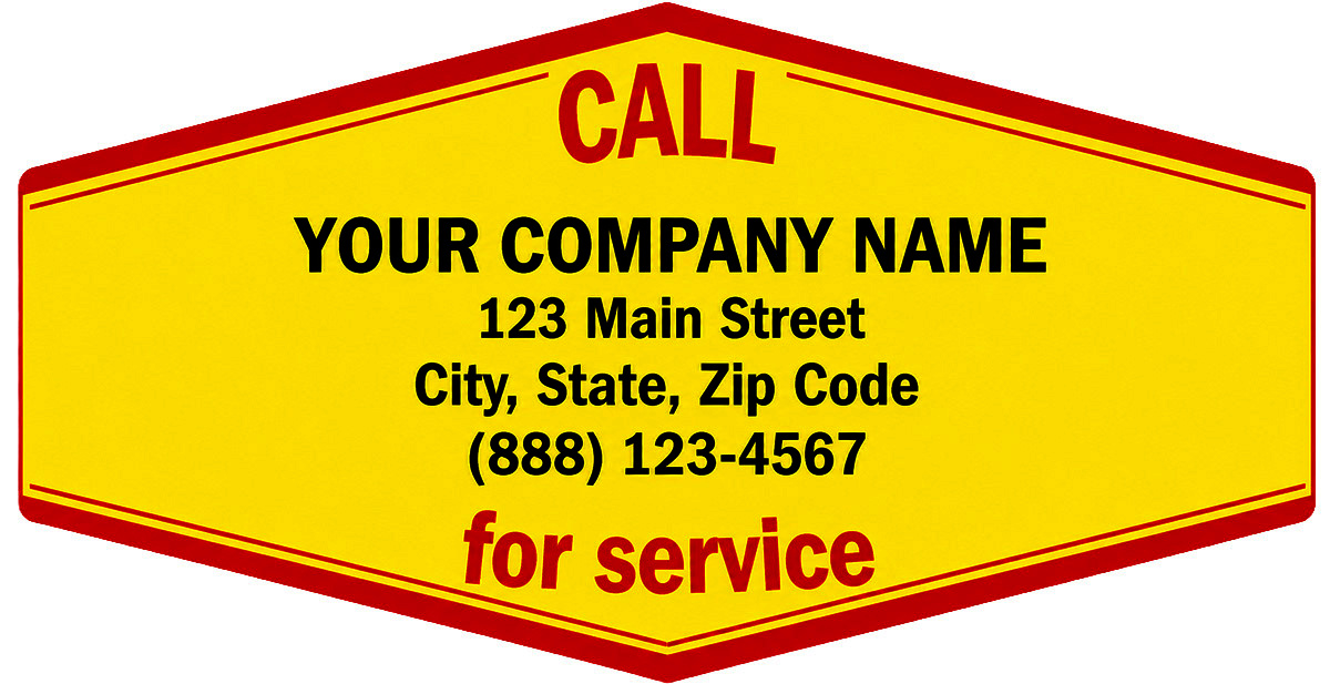 Red & Yellow Weatherproof Service Labels Printing