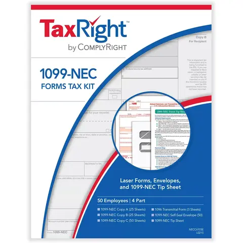 ComplyRight 1099-NEC Tax Forms & Envelopes - 4 Part Requirement for 50 Employees