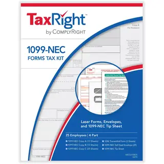 ComplyRight 1099-NEC Tax Forms & Envelopes - 4 Part Requirement for 25 Employees