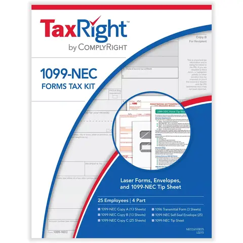 ComplyRight 1099-NEC Tax Forms & Envelopes - 4 Part Requirement for 25 Employees