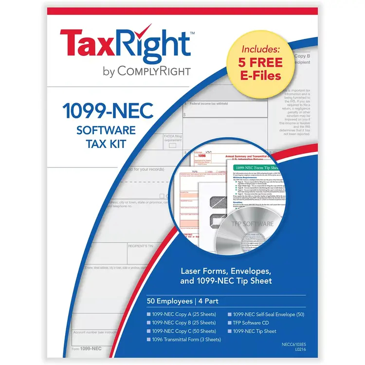 1099-NEC Tax Forms & Envelopes for 50 Employees, 4-Part States