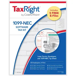 1099-NEC Tax Forms & Envelopes for 25 Employees, 4-Part States