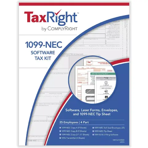 1099-NEC Tax Forms & Envelopes for 25 Employees, 4-Part States