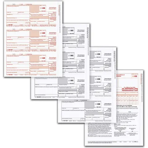 1099-NEC Laser Tax Forms - 4 Part Format for 50 Employees