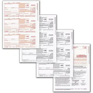 Complete 5-Part 1099-NEC laser tax form kit for reporting non-employee compensation, including 1096 Transmittals