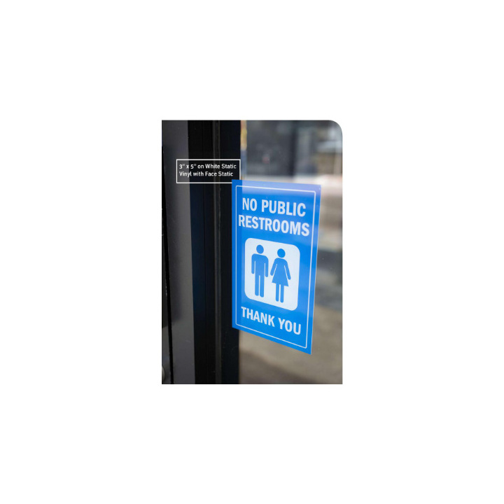 Static cling rectangle-shaped sticker for windows
