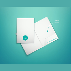 Linen pocket folder printed in full color