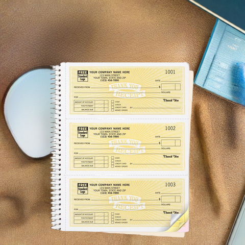 Personalized yellow-themed receipt book for non-profit sector