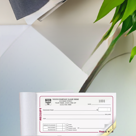 Small custom printed receipt book with business logo