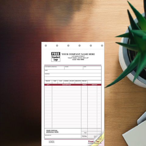 Personalized sales receipt books with custom disclaimer