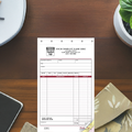 Custom printed gray & burgundy sales book with disclaimer