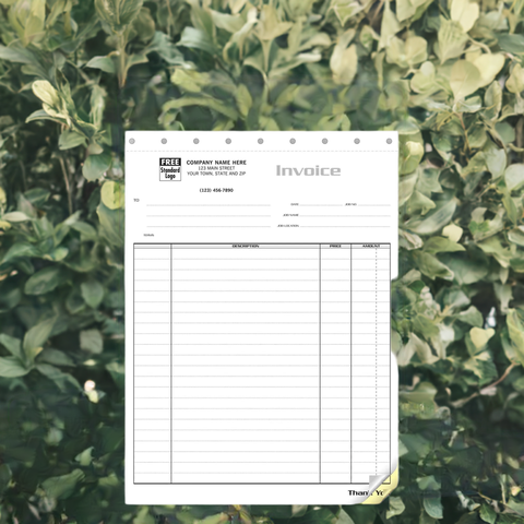 Custom printed job invoice for landscapers with logo
