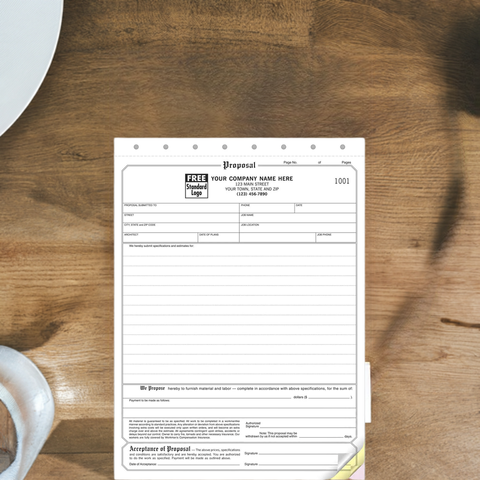 Carbonless business proposals with logo