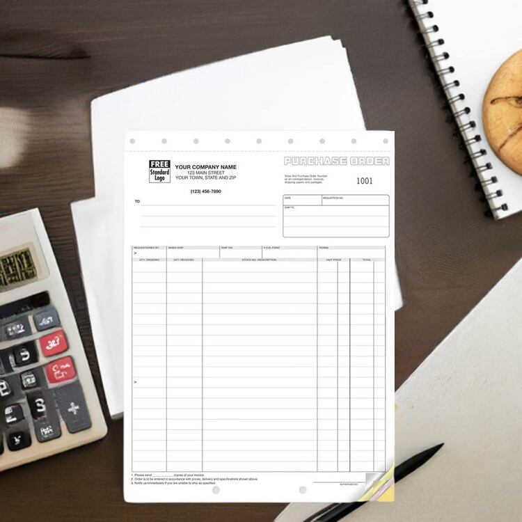 Carbonless purchase orders in multi-copy format