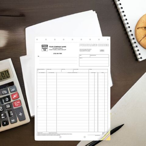 Carbonless purchase orders in multi-copy format