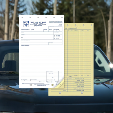 Auto service and repair work orders with logo