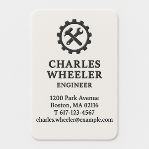 Custom business cards printed on premium paper with raised ink (black only)