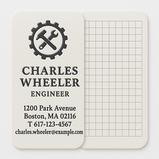 Custom business cards printed on premium paper with raised ink (black only) on both sides