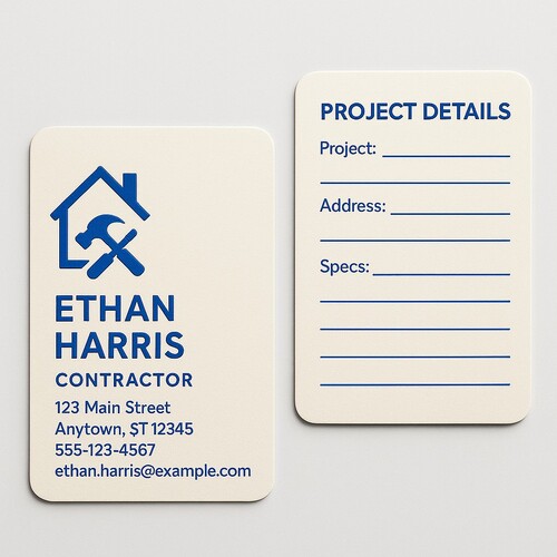 Custom business cards with round corners printed in one ink color on both sides