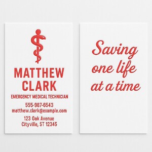 Custom business cards printed with raised red ink