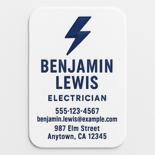 Custom business cards printed with blue raised ink and rounded corners