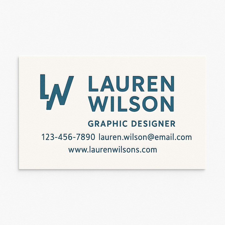 Custom business cards with raised ink and printed with unique spot color