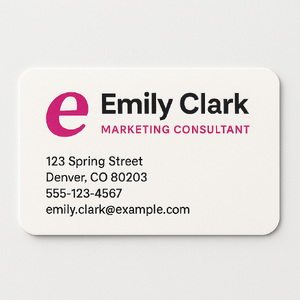 Linen business cards with 2 color design: black and pink shown here