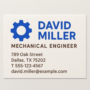 Custom printed business card with 2 ink colors on the front