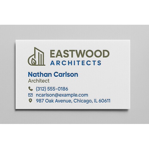 Premium 1-Sided Business Cards with 2 Custom Color Printing & Raised Ink