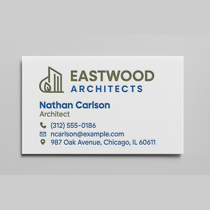 Premium 1-Sided Business Cards with 2 Custom Color Printing & Raised Ink