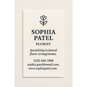 Custom business cards printed on natural white Classic Crest paper in black ink on the front side only