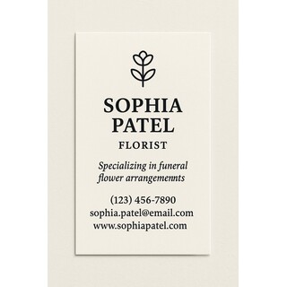 Custom business cards printed on natural white Classic Crest paper in black ink on the front side only