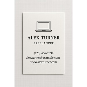 Custom linen business cards printed in black ink on the front side only