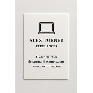 Custom linen business cards printed in black ink on the front side only