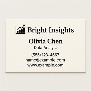 Custom natural white linen business cards printed in black ink on the front side only