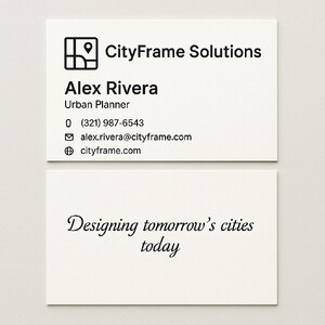 Custom business cards printed on premium natural white paper in black ink on both sides
