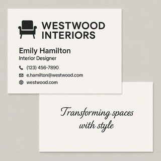 Custom linen business cards printed in black ink on both sides