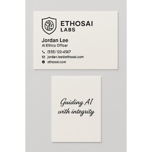 Custom business cards printed on natural white Strathmore paper in black ink on both sides