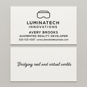 Custom business cards printed on sturdy paper in black ink on both sides