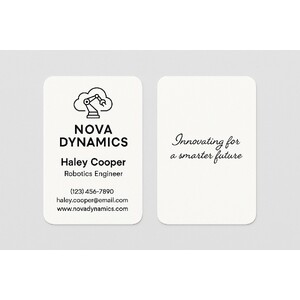 Custom business cards with rounded corners printed in black ink