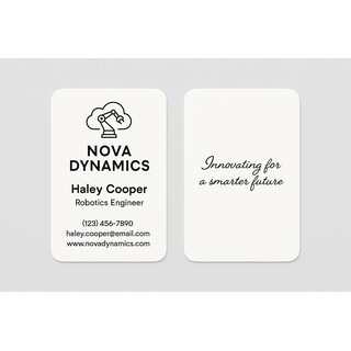 Custom business cards with rounded corners printed in black ink