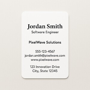 Custom business cards with rounded corners printed on Strathmore paper in black ink