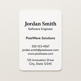 Custom business cards with rounded corners printed on Strathmore paper in black ink
