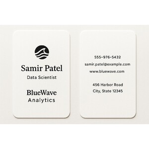 Double-sided business cards with rounded corners on heavyweight cardstock - black ink