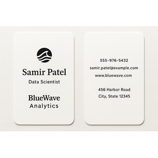 Double-sided business cards with rounded corners on heavyweight cardstock - black ink