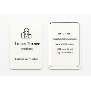 Double-sided business cards with rounded corners and black ink