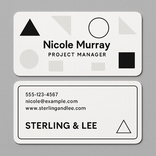 Custom double-sided linen business cards with rounded corners printed in black ink
