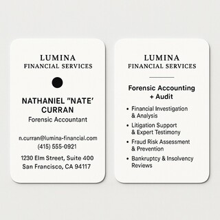 Custom double-sided business cards with rounded corners on sturdy paper - black ink